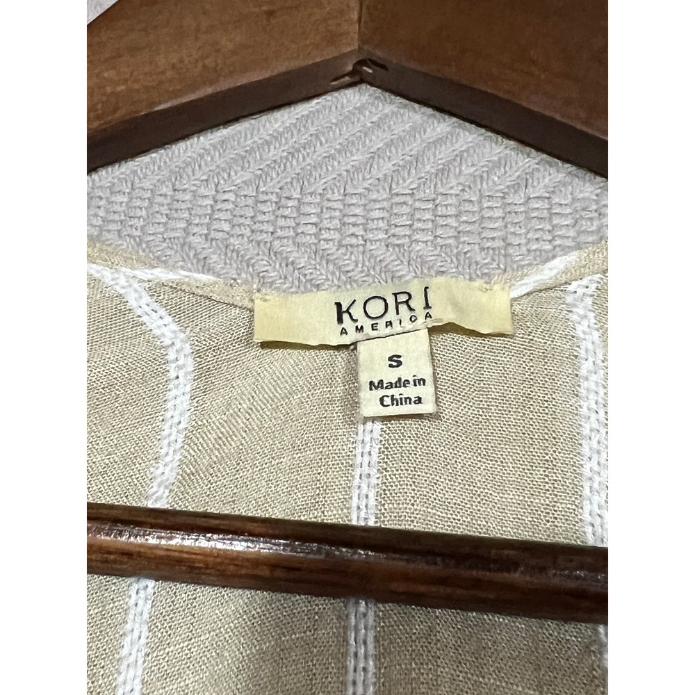 Kori American Beige White Kimono Raw Hem Cardigan Wrap Womens Small Boho Cover - Picture 4 of 4